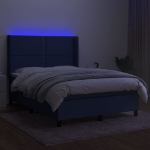 Letto a Molle con Materasso e LED Blu 140x190 cm in Tessuto