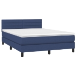 Letto a Molle con Materasso e LED Blu 140x190 cm in Tessuto