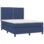 Letto a Molle con Materasso e LED Blu 140x190 cm in Tessuto