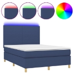 Letto a Molle con Materasso e LED Blu 140x190 cm in Tessuto