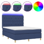 Letto a Molle con Materasso e LED Blu 140x190 cm in Tessuto