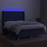 Letto a Molle con Materasso e LED Blu 140x190 cm in Tessuto