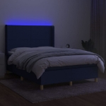 Letto a Molle con Materasso e LED Blu 140x190 cm in Tessuto