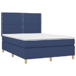 Letto a Molle con Materasso e LED Blu 140x200 cm in Tessuto