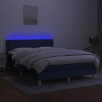 Letto a Molle con Materasso e LED Blu 140x200 cm in Tessuto