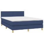 Letto a Molle con Materasso e LED Blu 140x200 cm in Tessuto