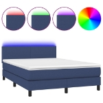 Letto a Molle con Materasso e LED Blu 140x200 cm in Tessuto