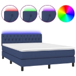 Letto a Molle con Materasso e LED Blu 140x200 cm in Tessuto