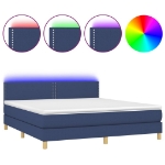 Letto a Molle con Materasso e LED Blu 160x200 cm in Tessuto