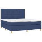 Letto a Molle con Materasso e LED Blu 160x200 cm in Tessuto