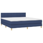 Letto a Molle con Materasso e LED Blu 160x200 cm in Tessuto