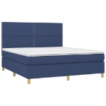 Letto a Molle con Materasso e LED Blu 160x200 cm in Tessuto