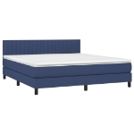 Letto a Molle con Materasso e LED Blu 160x200 cm in Tessuto