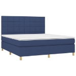 Letto a Molle con Materasso e LED Blu 160x200 cm in Tessuto