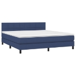 Letto a Molle con Materasso e LED Blu 160x200 cm in Tessuto