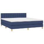 Letto a Molle con Materasso e LED Blu 160x200 cm in Tessuto