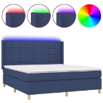 Letto a Molle con Materasso e LED Blu 160x200 cm in Tessuto