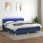 Letto a Molle con Materasso e LED Blu 180x200 cm in Tessuto