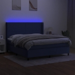 Letto a Molle con Materasso e LED Blu 180x200 cm in Tessuto