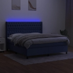 Letto a Molle con Materasso e LED Blu 180x200 cm in Tessuto