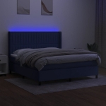 Letto a Molle con Materasso e LED Blu 180x200 cm in Tessuto