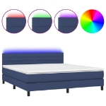 Letto a Molle con Materasso e LED Blu 180x200 cm in Tessuto