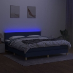 Letto a Molle con Materasso e LED Blu 180x200 cm in Tessuto