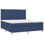 Letto a Molle con Materasso e LED Blu 180x200 cm in Tessuto