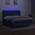 Letto a Molle con Materasso e LED Blu 180x200 cm in Tessuto