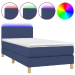 Letto a Molle con Materasso e LED Blu 80x200 cm in Tessuto