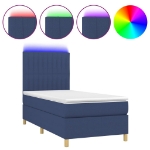 Letto a Molle con Materasso e LED Blu 80x200 cm in Tessuto