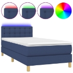 Letto a Molle con Materasso e LED Blu 80x200 cm in Tessuto