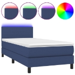 Letto a Molle con Materasso e LED Blu 80x200 cm in Tessuto