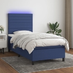 Letto a Molle con Materasso e LED Blu 80x200 cm in Tessuto