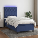 Letto a Molle con Materasso e LED Blu 80x200 cm in Tessuto