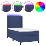 Letto a Molle con Materasso e LED Blu 80x200 cm in Tessuto