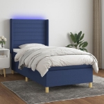 Letto a Molle con Materasso e LED Blu 80x200 cm in Tessuto