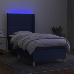 Letto a Molle con Materasso e LED Blu 80x200 cm in Tessuto