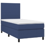 Letto a Molle con Materasso e LED Blu 90x190 cm in Tessuto