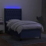 Letto a Molle con Materasso e LED Blu 90x190 cm in Tessuto