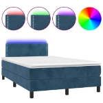 Letto a Molle con Materasso e LED Blu Scuro 120x200cm