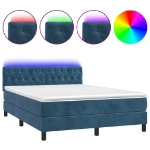 Letto a Molle con Materasso e LED Blu Scuro 140x190 cm