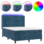 Letto a Molle con Materasso e LED Blu Scuro 140x190 cm