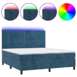 Letto a Molle con Materasso e LED Blu Scuro 180x200 cm