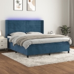 Letto a Molle con Materasso e LED Blu Scuro 180x200 cm