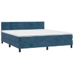 Letto a Molle con Materasso e LED Blu Scuro 180x200 cm