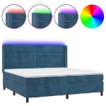 Letto a Molle con Materasso e LED Blu Scuro 200x200 cm