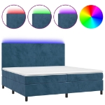 Letto a Molle con Materasso e LED Blu Scuro 200x200 cm