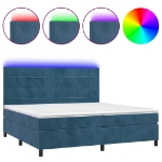 Letto a Molle con Materasso e LED Blu Scuro 200x200 cm