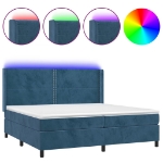 Letto a Molle con Materasso e LED Blu Scuro 200x200 cm